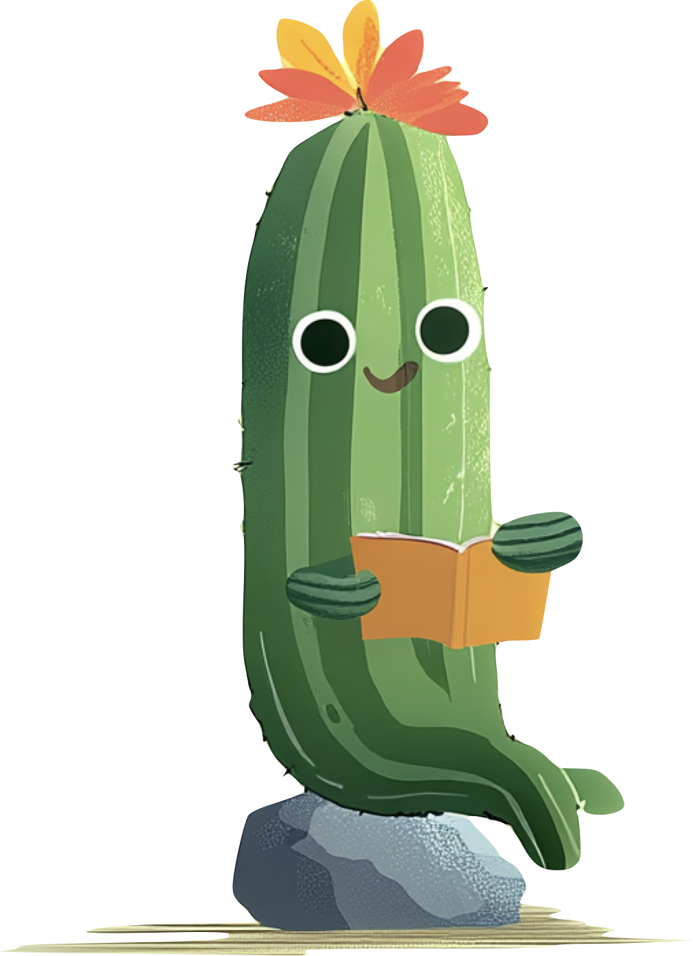 Booktus - A friendly cactus reading a book